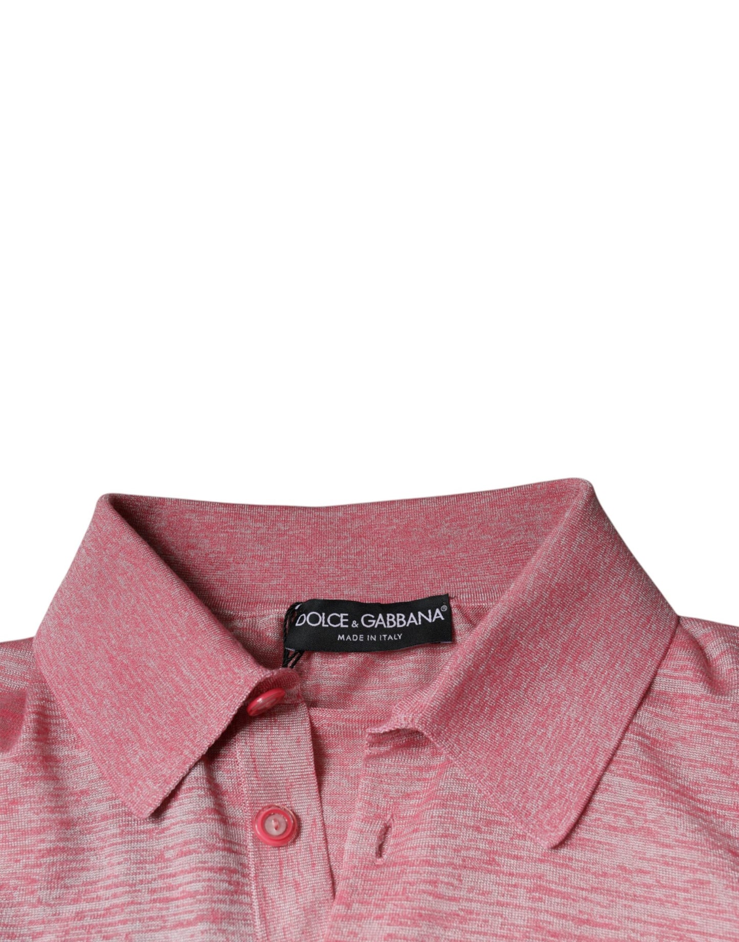 Dolce & Gabbana – Rosafarbenes Poloshirt aus Polyester mit langen Ärmeln für Herren