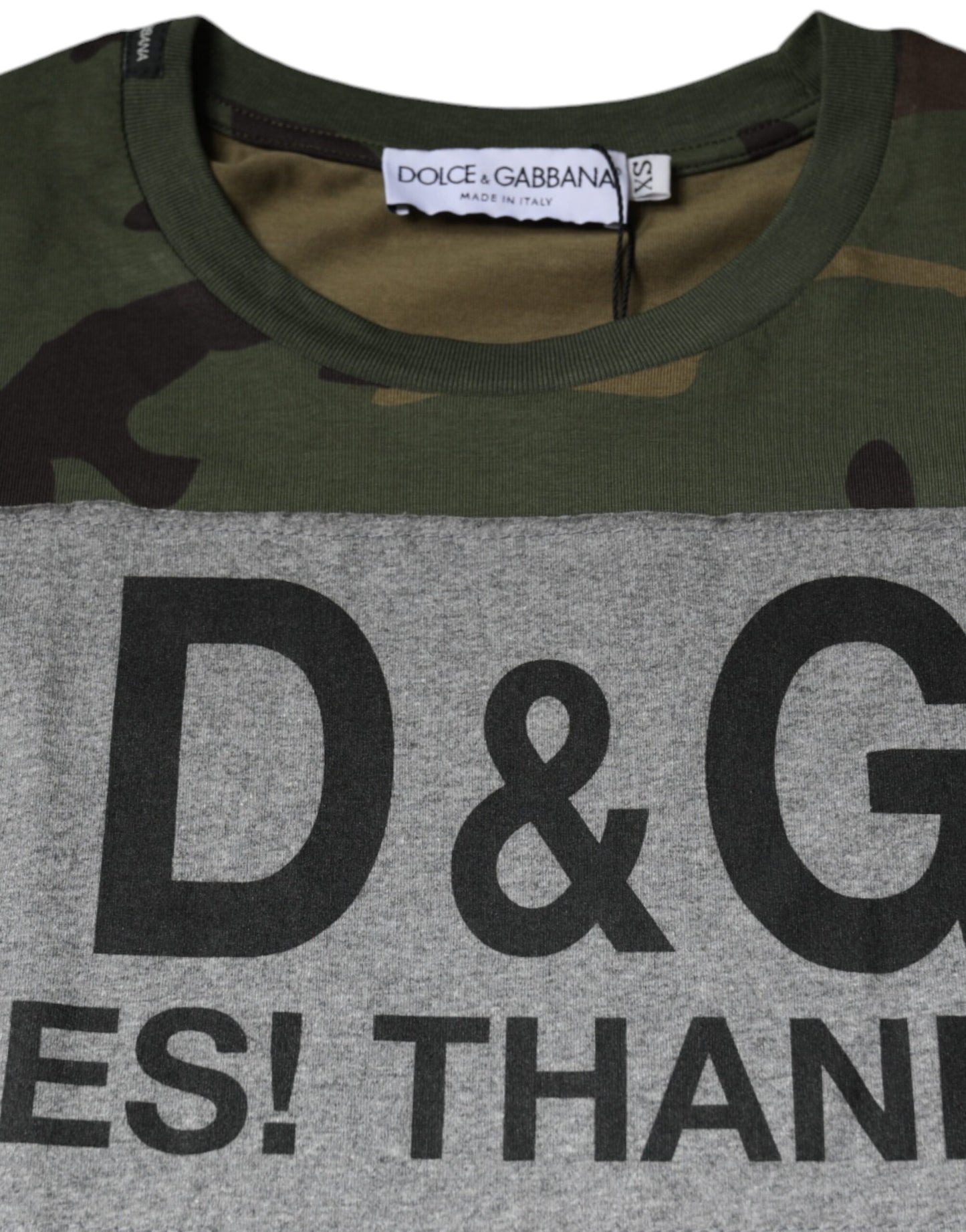 Dolce & Gabbana Mehrfarbiges Camouflage-T-Shirt aus Baumwolle mit Rundhalsausschnitt