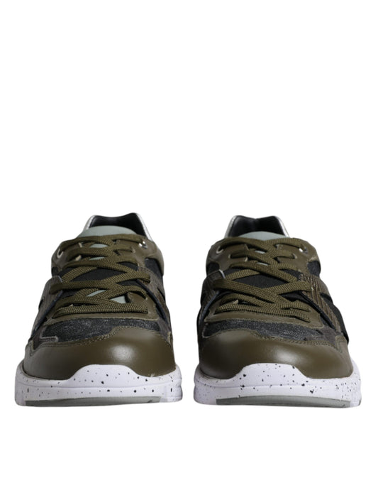 Dolce & Gabbana Mehrfarbige Canvas-Leder-Sneaker mit niedrigem Schaft