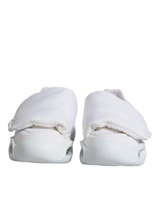 Dolce & Gabbana – Weiße, gepolsterte Low-Top-Sneakers aus Stoff