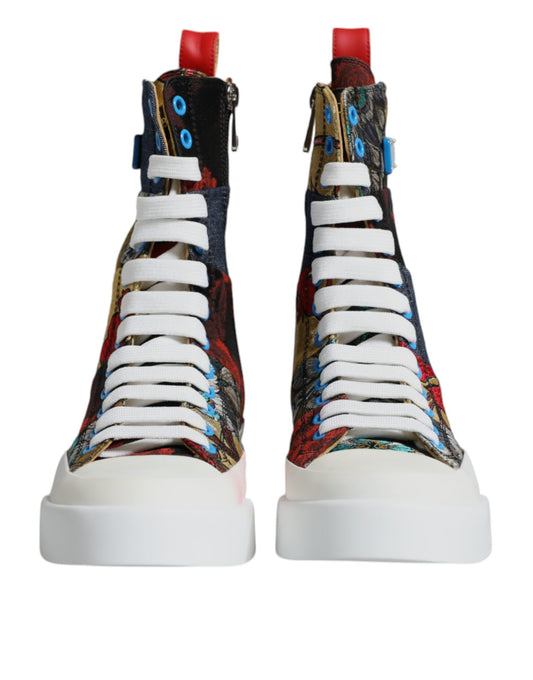 Dolce & Gabbana Mehrfarbige Patchwork High Top Sneakers Schuhe