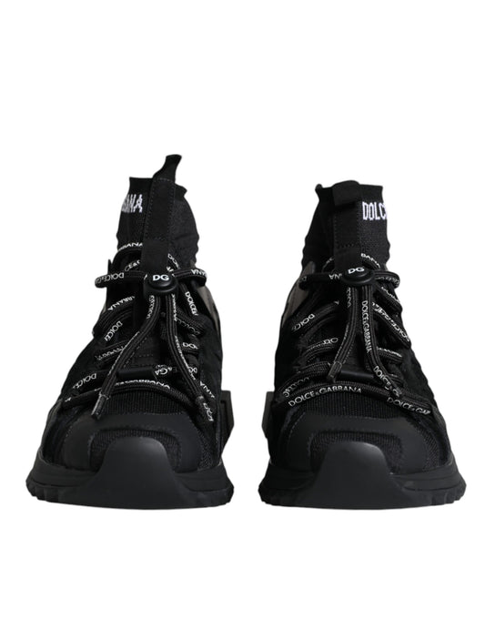 Dolce & Gabbana Schwarze Sorrento Socken Logo Sneakers Schuhe