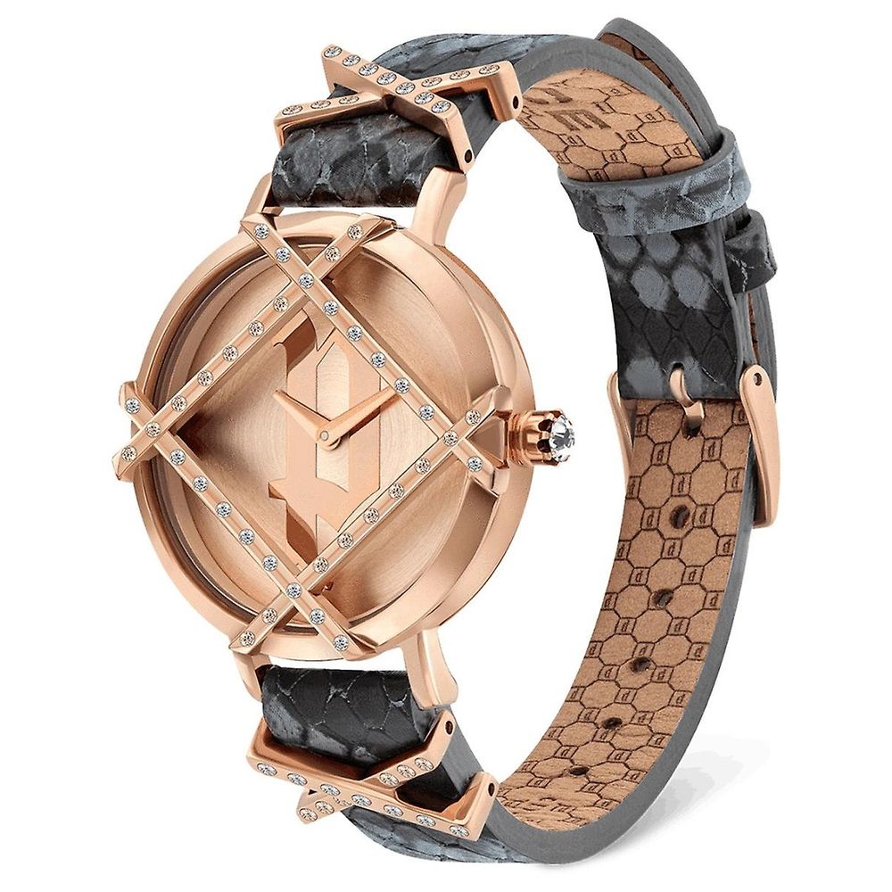 Polizei-Armbanduhr aus grauem Leder