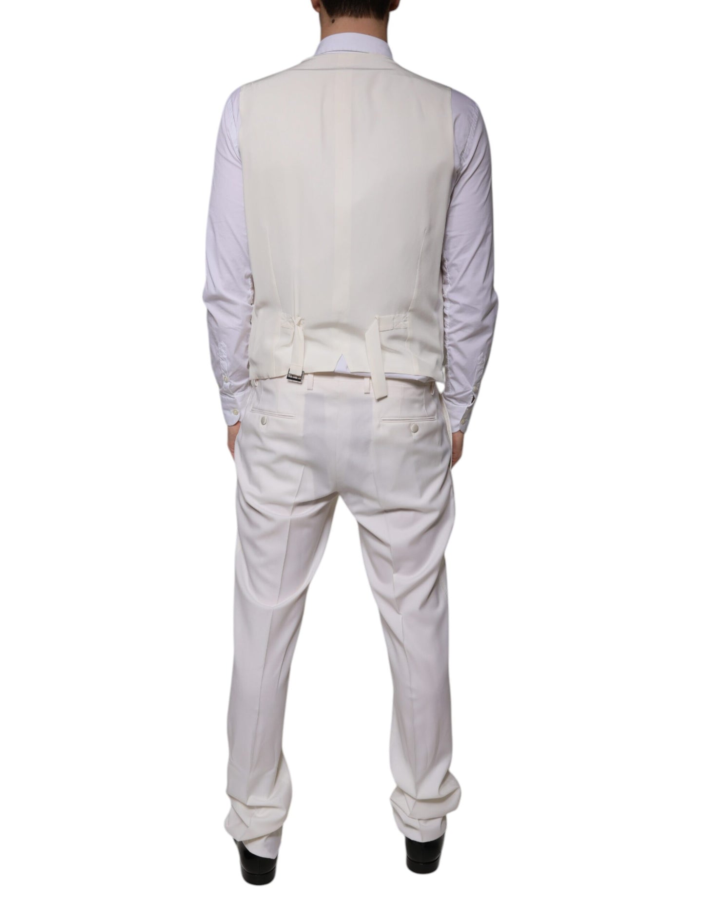 Dolce & Gabbana – 3-teiliger SlimFit-Anzug aus weißer Wolle und Seide