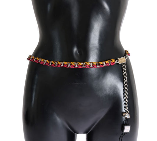 Dolce & Gabbana Rot-Gelber Ledergürtel mit Kristallen