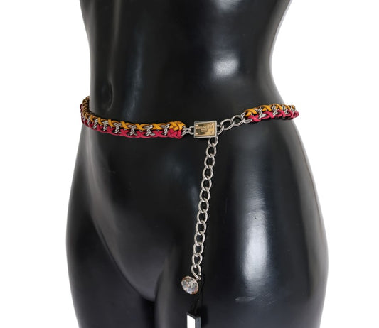 Dolce & Gabbana Rot-Gelber Ledergürtel mit Kristallen