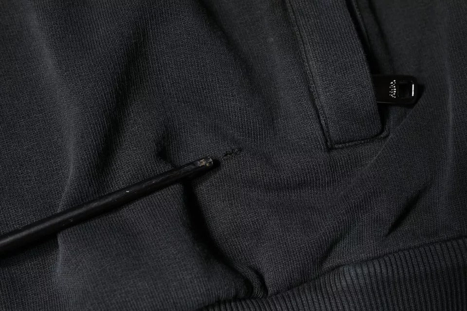 Dolce & Gabbana – Schwarzer Kapuzenpullover mit durchgehendem Reißverschluss und Logo-Plakette