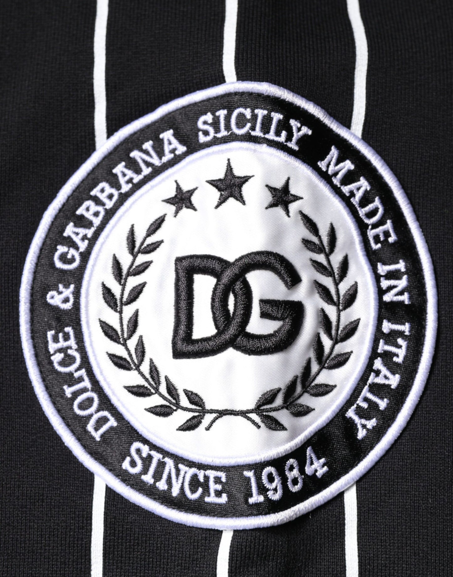 Dolce & Gabbana – Sweatshirt mit Logo in Schwarz und Weiß mit Streifen