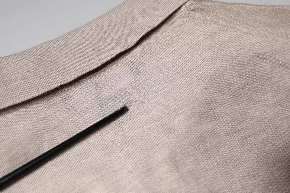 Dolce & Gabbana Beige Kaschmir-Strickpullover mit Kragen