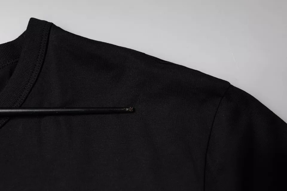 Dolce & Gabbana – Schwarzes T-Shirt aus Baumwolle mit kurzen Ärmeln und Rundhalsausschnitt