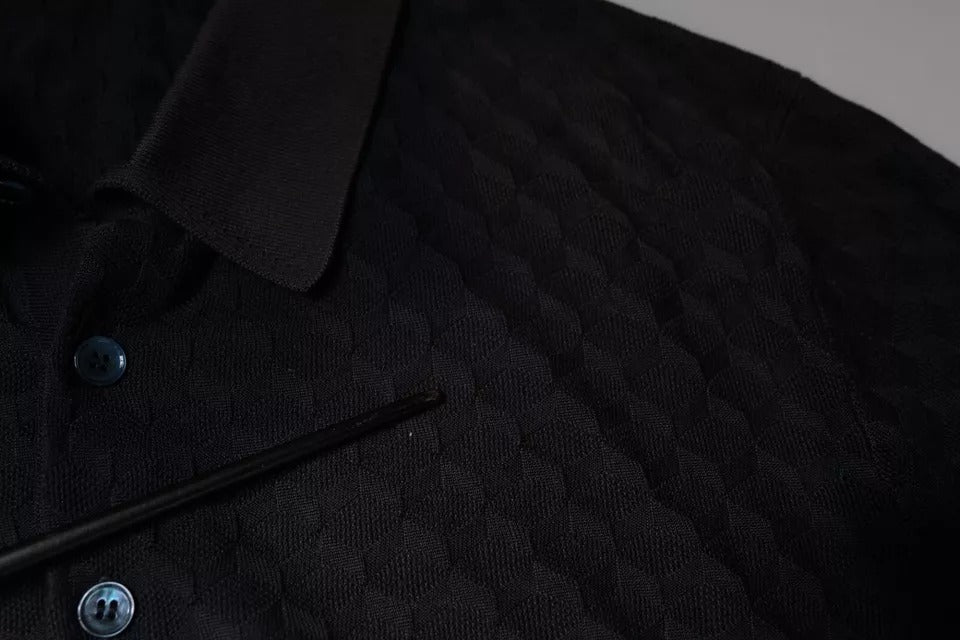 Dolce & Gabbana Mehrfarbiges Seiden-T-Shirt mit Button-Down-Kragen