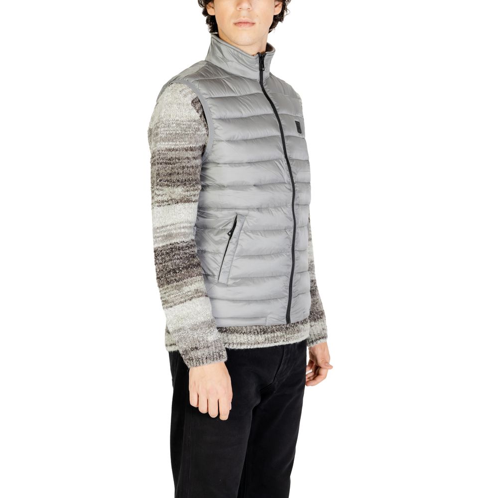 Gianni Lupo Graue ärmellose Jacke aus Polyamid