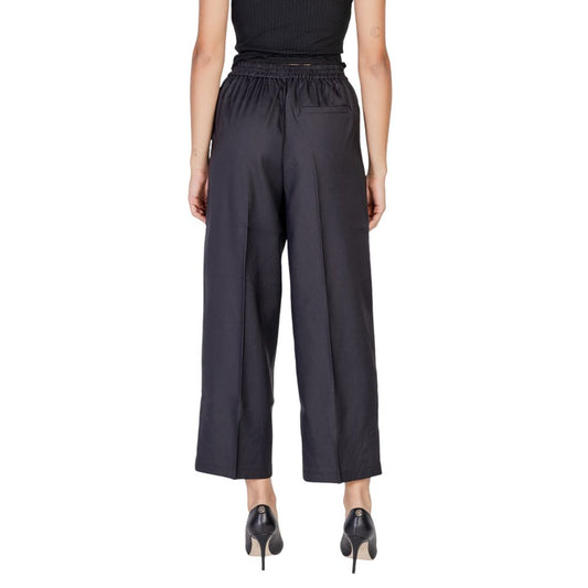 ICHI Black Polyester Casual Pants