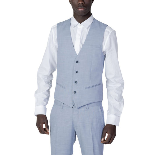 Antony Morato Blue Polyester Waistcoat