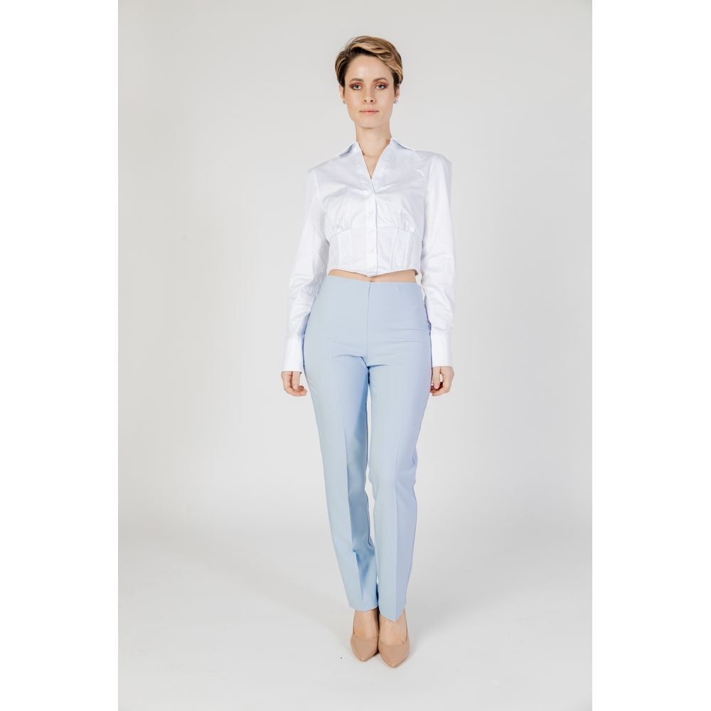 Sandro Ferrone Blue Polyester Dress Pants