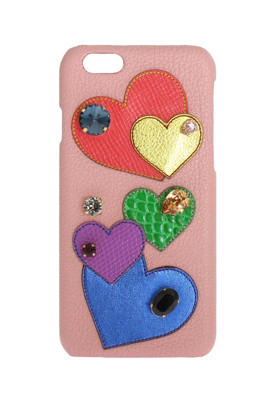 Dolce & Gabbana – Rosa Leder-Handyhülle mit Herz-Kristall