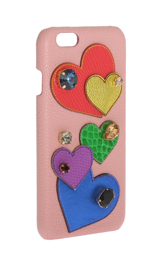 Dolce & Gabbana – Rosa Leder-Handyhülle mit Herz-Kristall