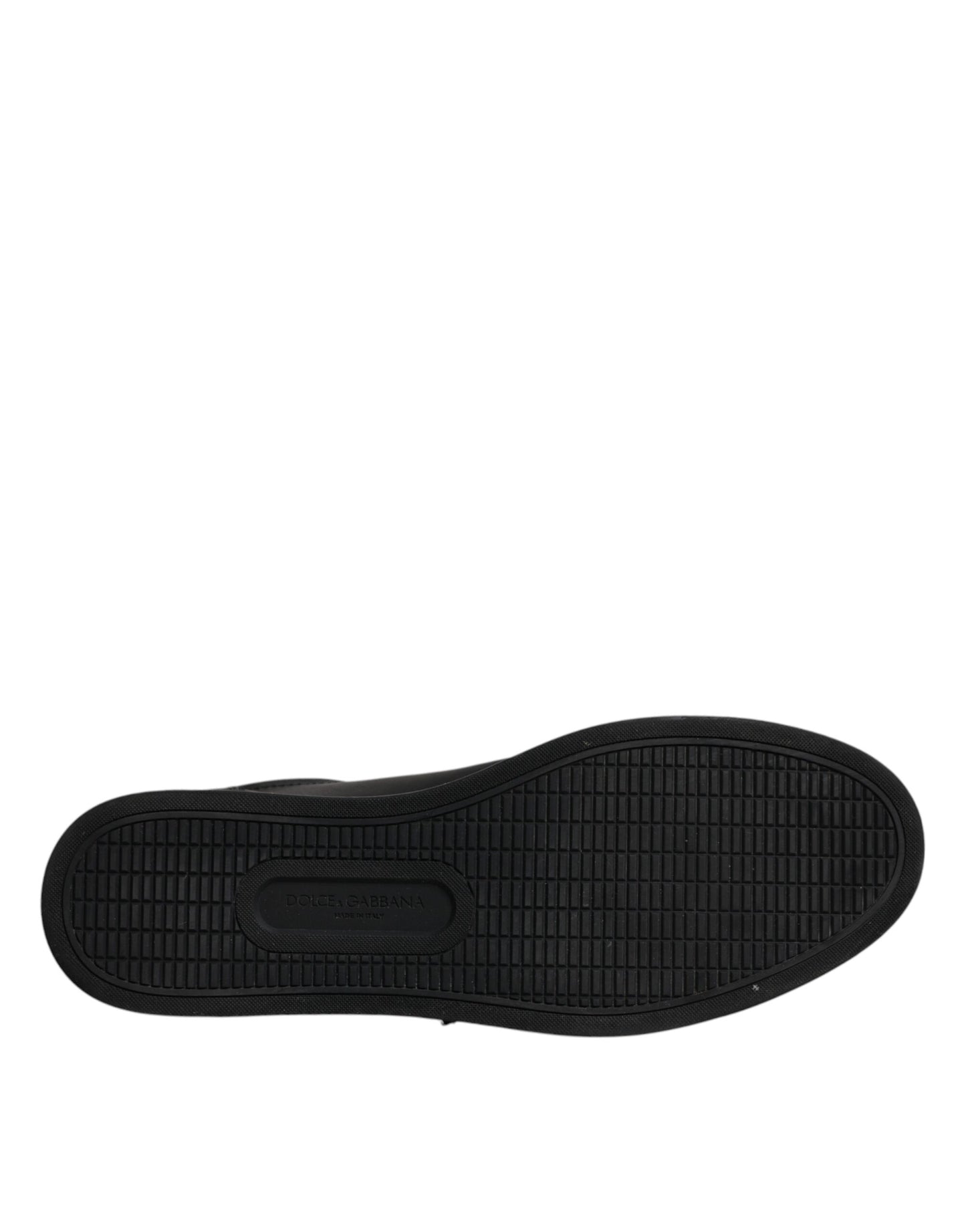 Dolce & Gabbana London Heart Herren Sneakers aus schwarzem Leder