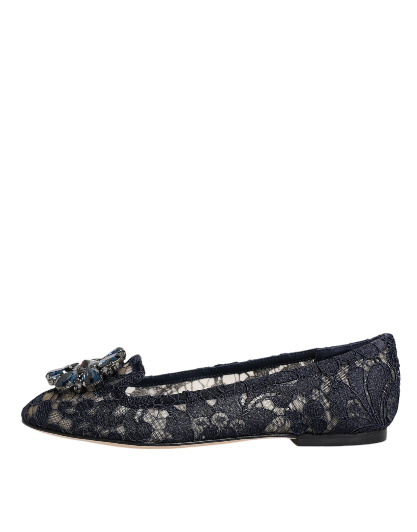 Dolce & Gabbana – Blaue Taormina-Flachschuhe mit Spitzenkristallen