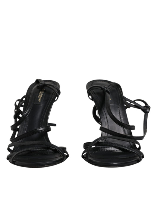 Dolce & Gabbana Schwarze Leder High Heels Keira Sandalen Schuhe