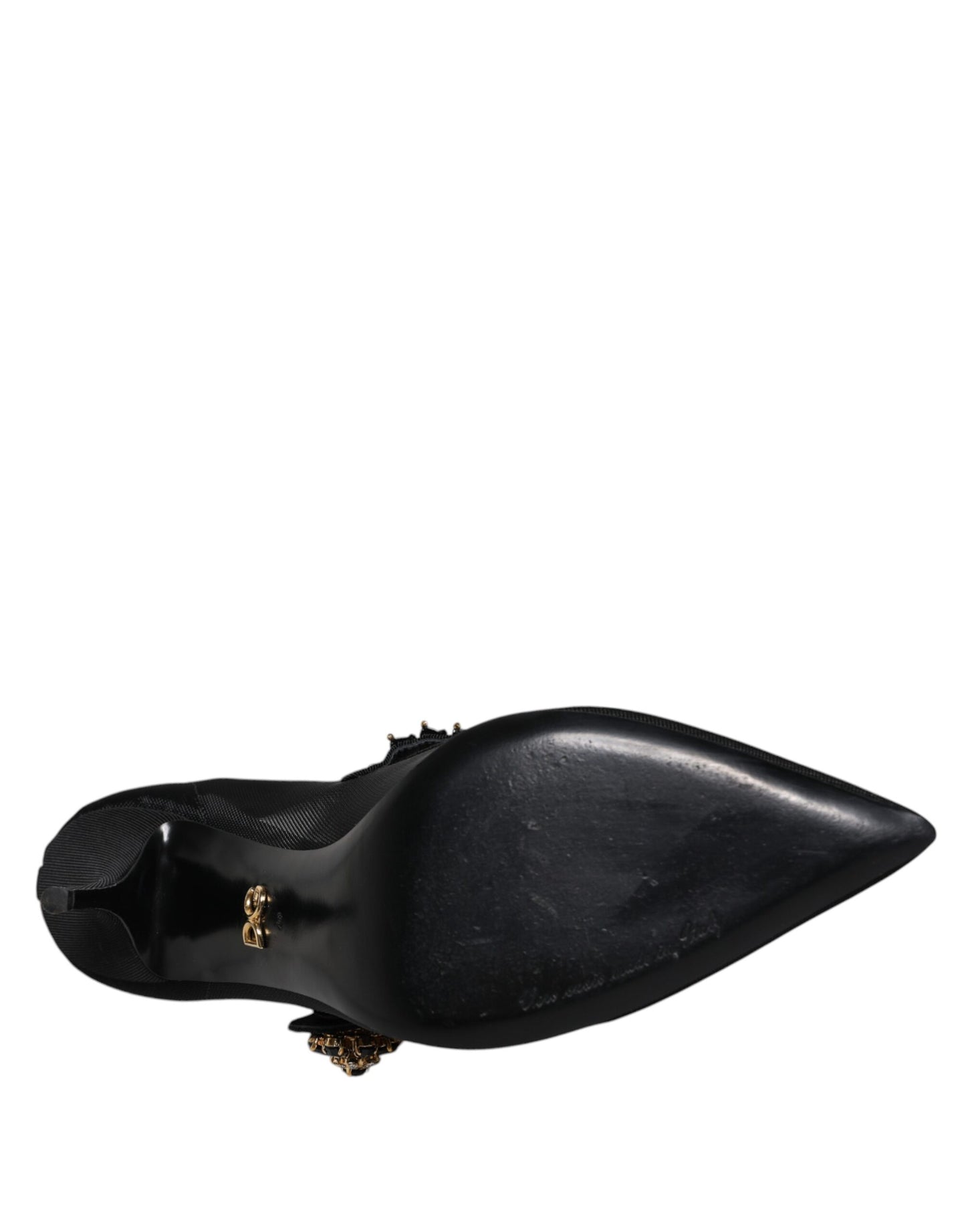 Dolce & Gabbana – Schwarze Mary-Jane-Pumps aus Netzstoff mit Kristallabsatz