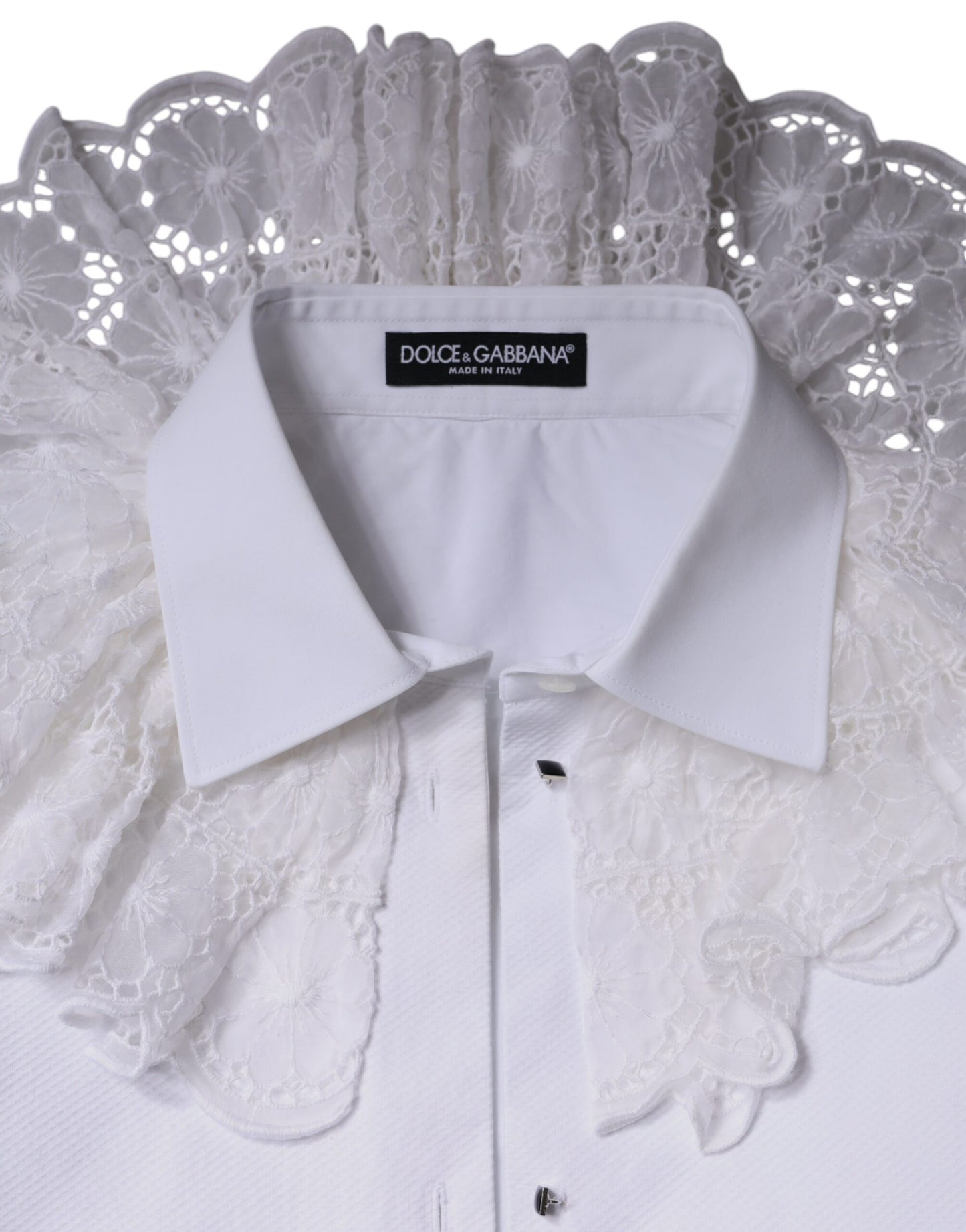 Dolce & Gabbana Weißes Hemdkleid aus Baumwollpopeline, Blusenoberteil