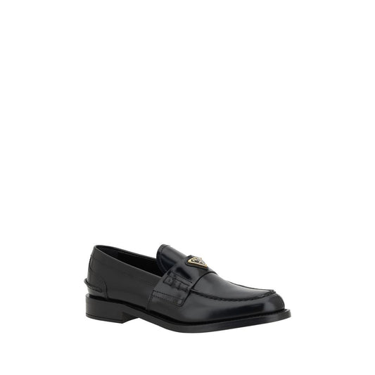 Prada – Schwarze Loafer aus Leder mit Logo