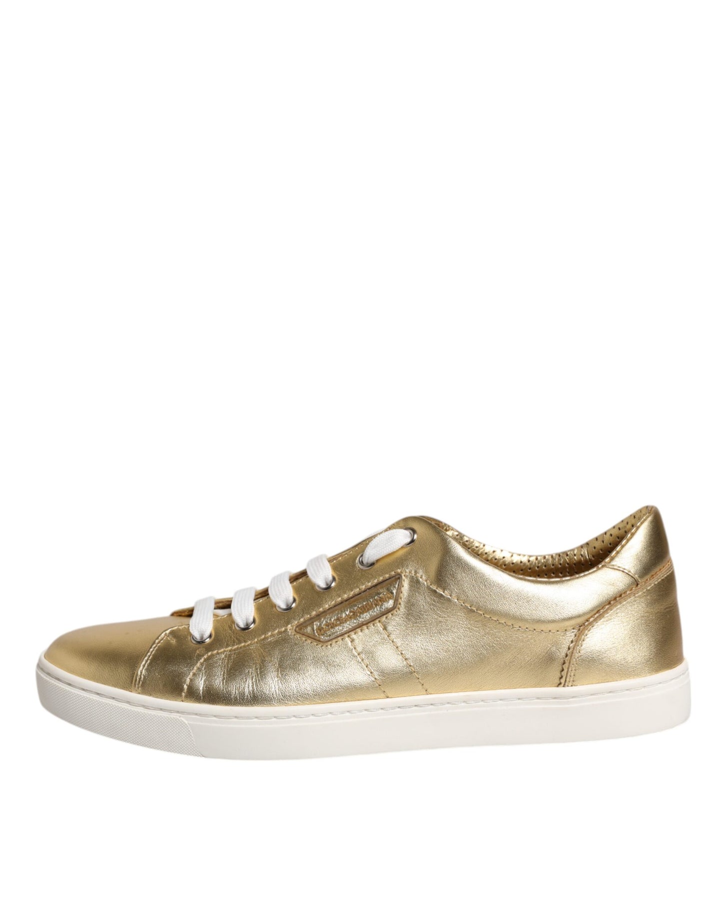 Dolce & Gabbana Gold Leder Logo London Herren Sneakers Schuhe