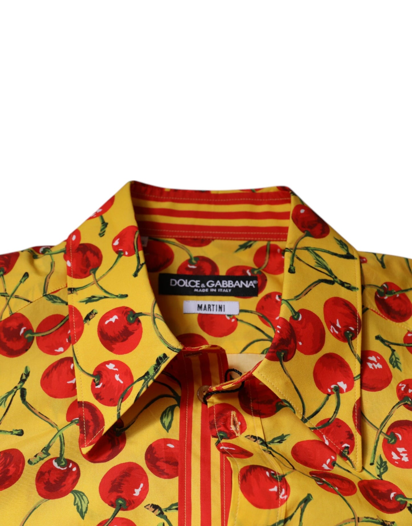 Dolce & Gabbana MARTINI-Hemd aus kirschroter Baumwolle in Gelb