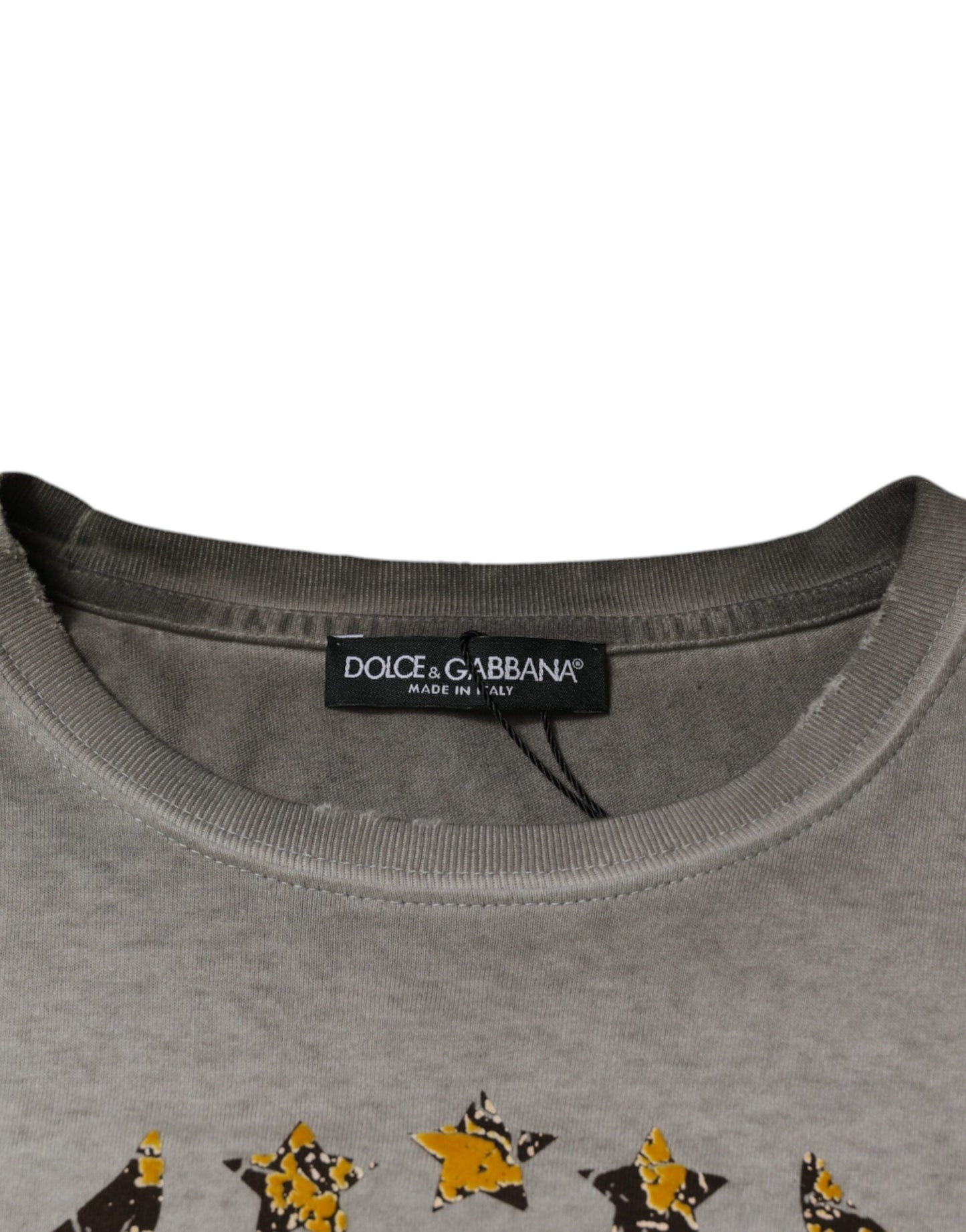 Dolce & Gabbana Grau bedruckter Baumwollpullover mit Rundhalsausschnitt