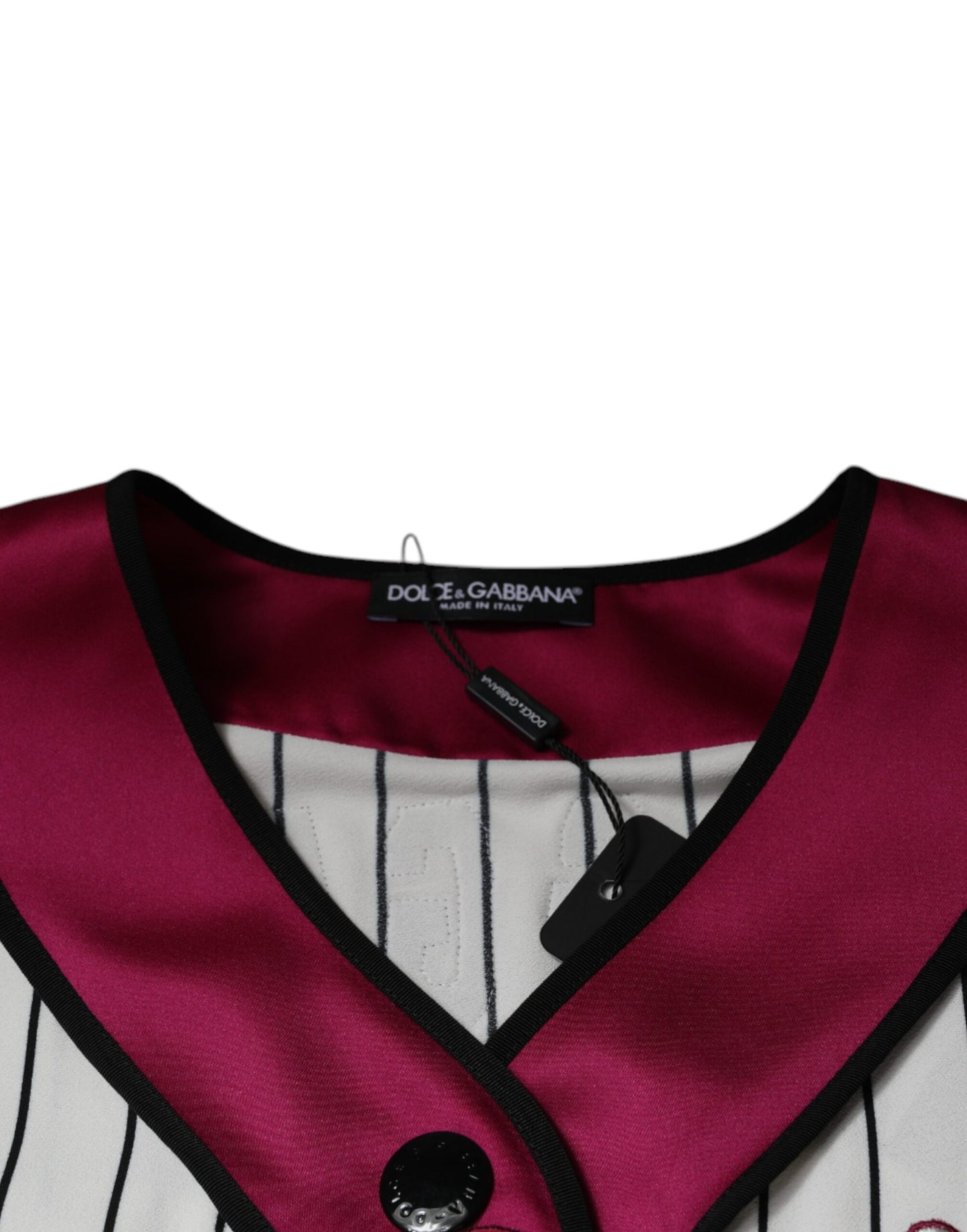 Dolce & Gabbana – Mehrfarbiges Jersey-T-Shirt mit V-Ausschnitt und Logo