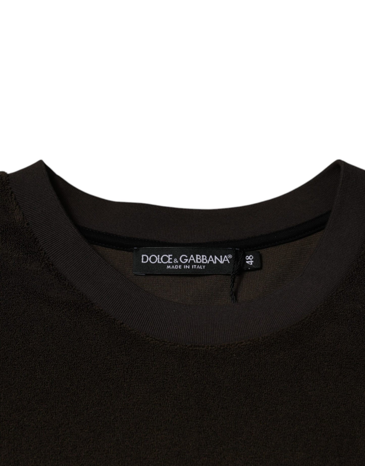 Dolce & Gabbana – Braunes T-Shirt aus Baumwolle mit Rundhalsausschnitt und kurzen Ärmeln