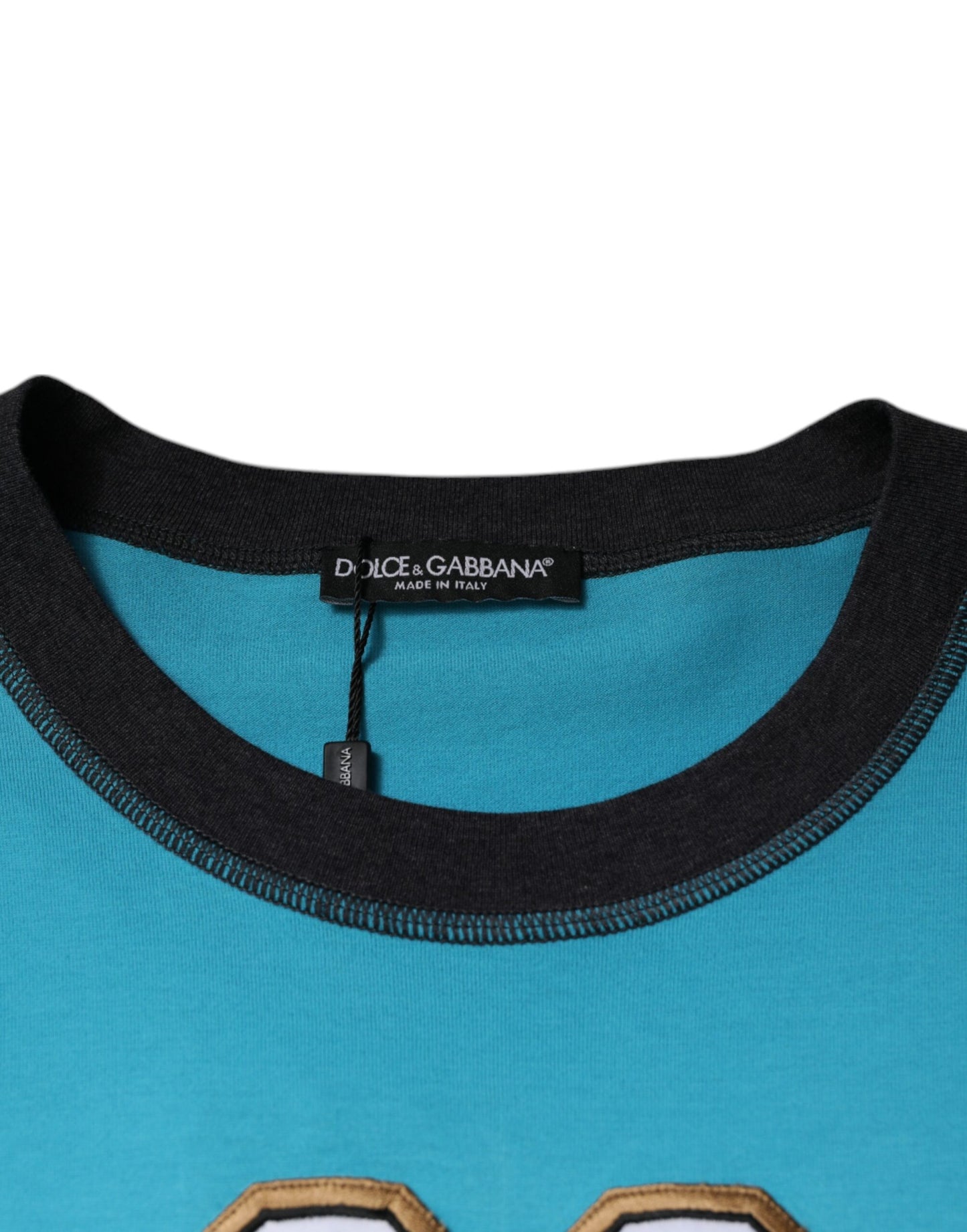 Dolce & Gabbana – Blaues T-Shirt mit Rundhalsausschnitt und kurzen Ärmeln