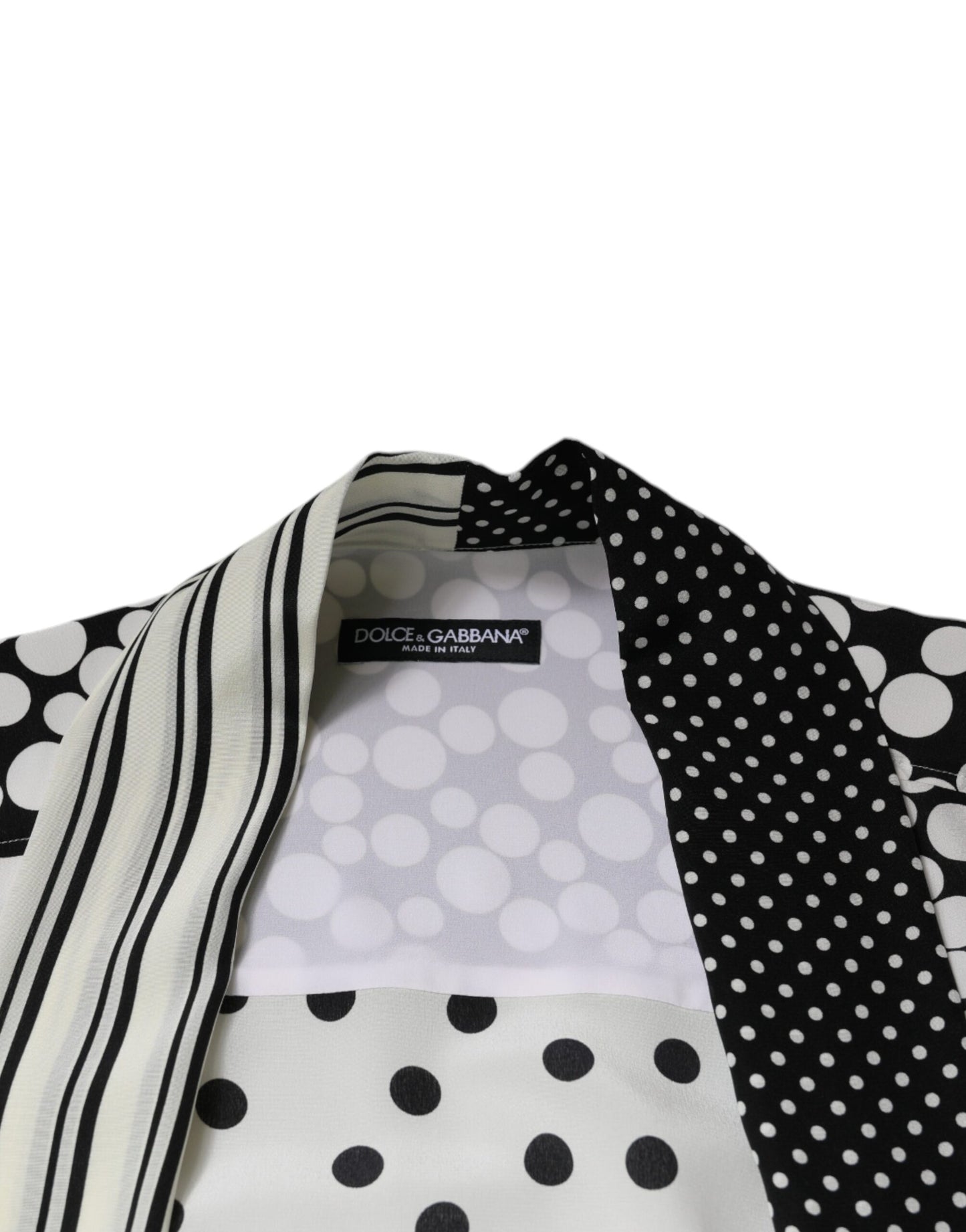Dolce & Gabbana Schwarz-Weiß Polka Dots Seide Herren Freizeithemd