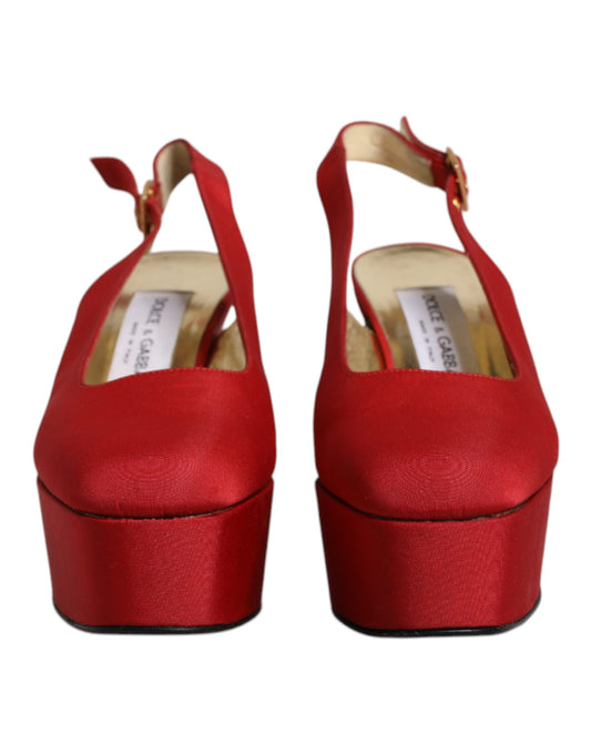Dolce & Gabbana Rote Plateau-Slingback-Sandalen