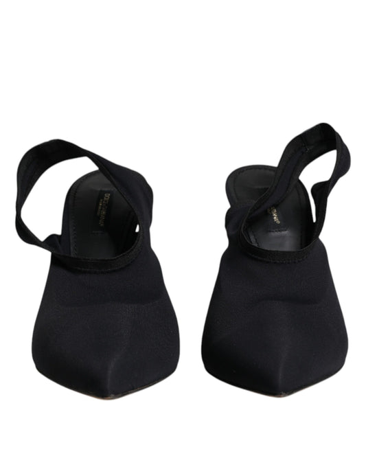 Dolce & Gabbana – Slingback-Schuhe aus Stretch-Jersey in Schwarz