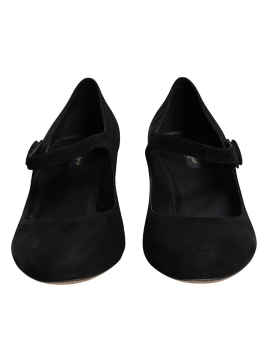 Dolce & Gabbana – Pumps mit Blockabsatz aus schwarzem Wildleder