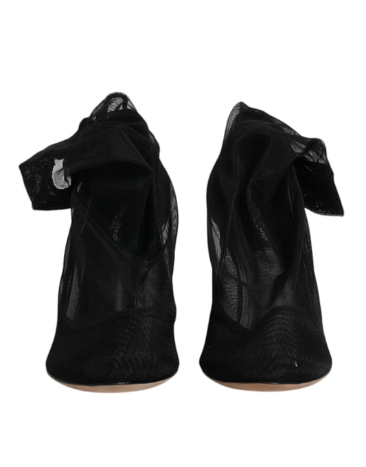 Dolce & Gabbana – Sockenstiefel aus schwarzem Nylon mit Stretch-Mesh