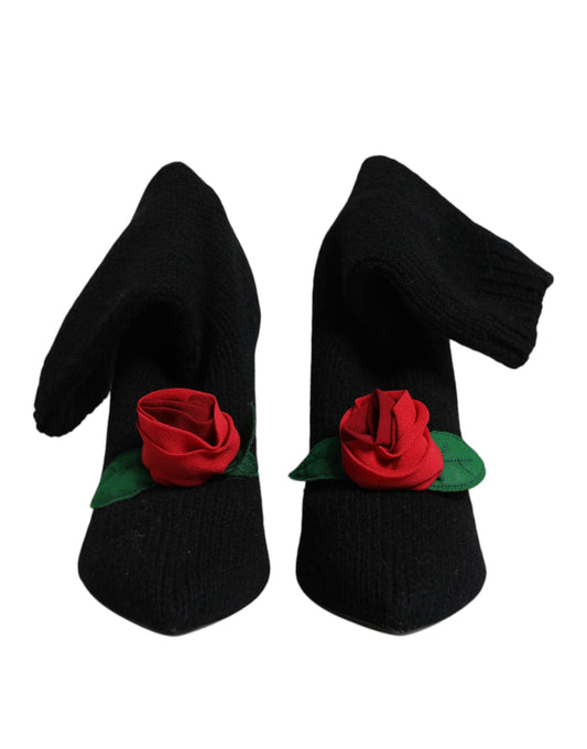 Dolce & Gabbana Schwarze Stiletto-Absätze, wadenlange Stiefel