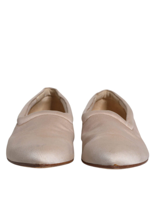Dolce & Gabbana – Ballerinas zum Hineinschlüpfen aus Stoff in Beige