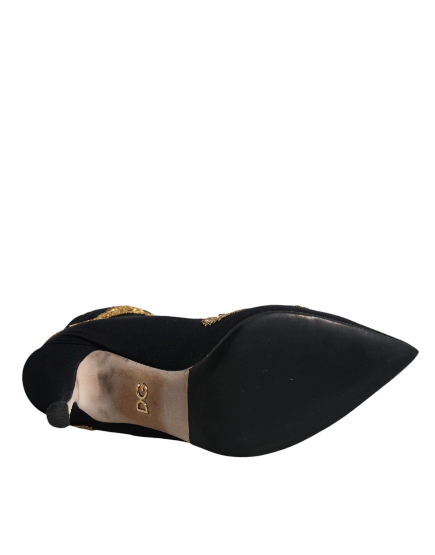 Dolce & Gabbana – Slipper-Stiefel mit schwarzer Goldstickerei