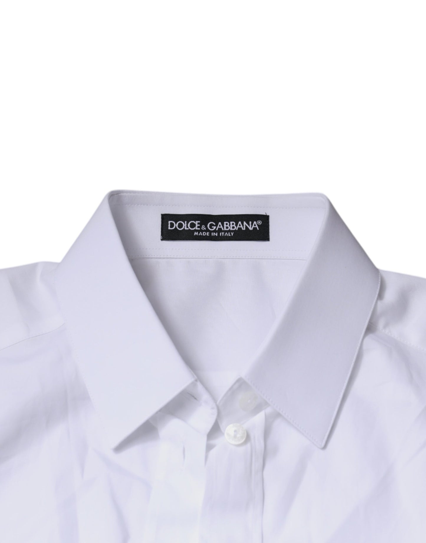 Dolce & Gabbana – Weißes, langärmliges Hemdoberteil aus Baumwolle mit Kragen