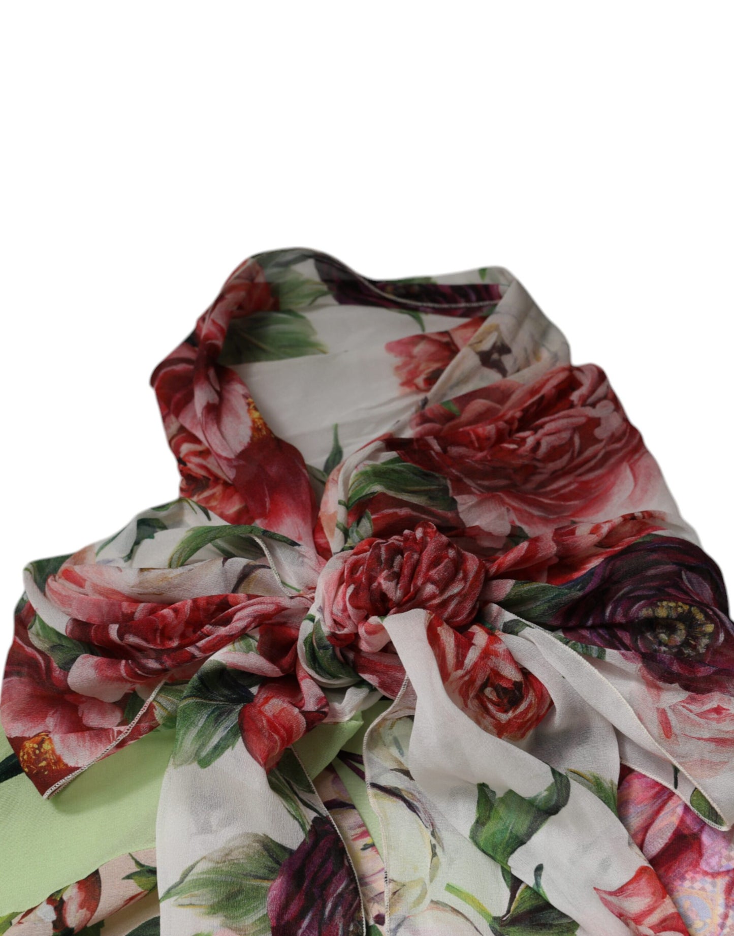 Dolce & Gabbana, mehrfarbiges Oberteil mit Ascot-Kragen und Blumen-Patchwork
