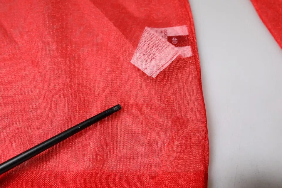 Dolce & Gabbana, rotes Rollkragen-Bluse-Oberteil aus Netzstoff mit langen Ärmeln