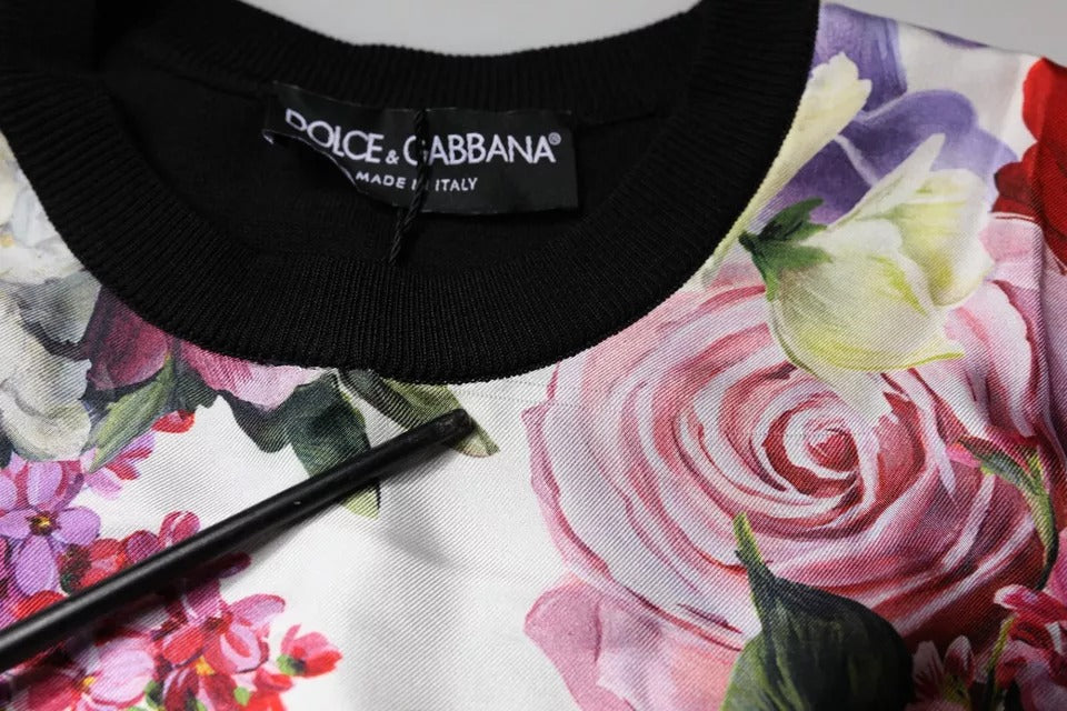 Dolce & Gabbana Mehrfarbiges, ärmelloses Tanktop aus Seide mit Blumenmuster