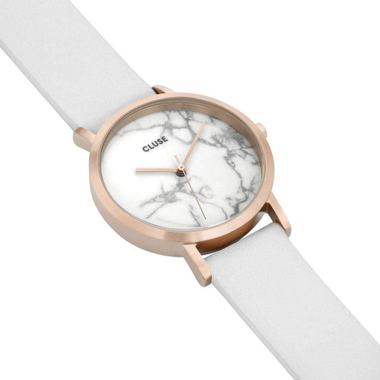 Cluse Uhr mit weißem Lederarmband