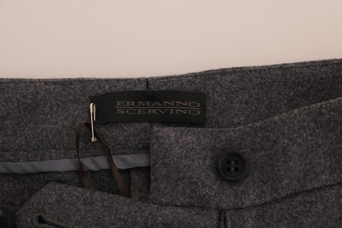 Ermanno Scervino – Schmale Hose aus grauem Wollstretch