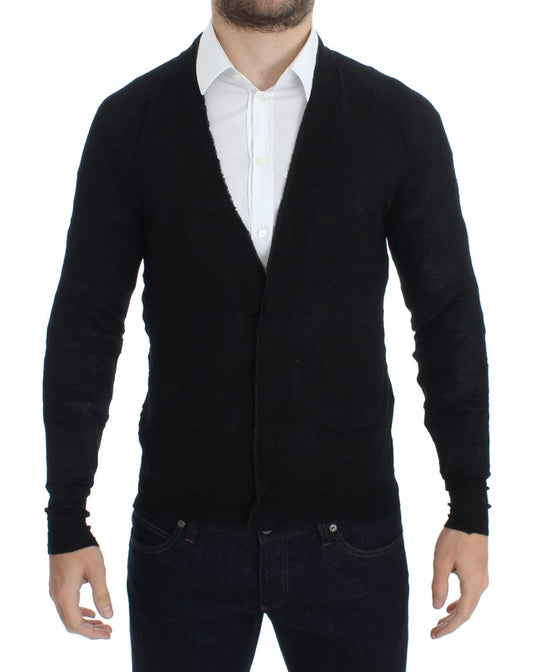 Costume National – Schwarze Strickjacke aus feiner Wolle mit Knöpfen