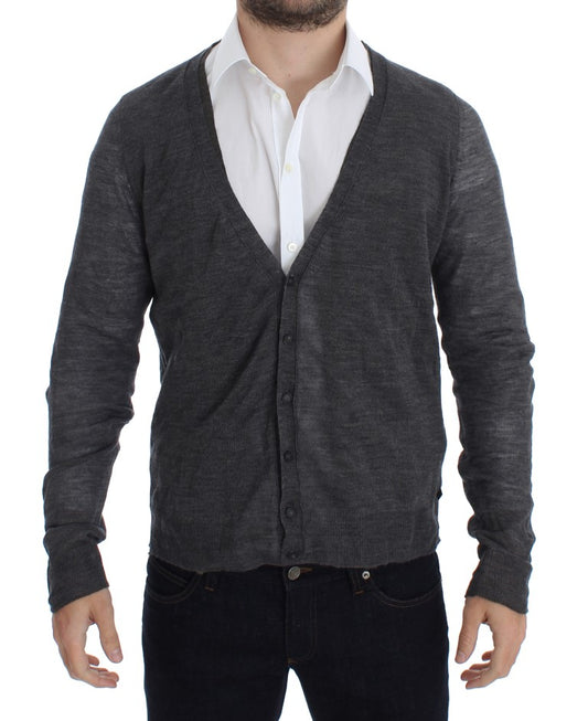 Costume National Grauer Woll-Cardigan mit Knöpfen