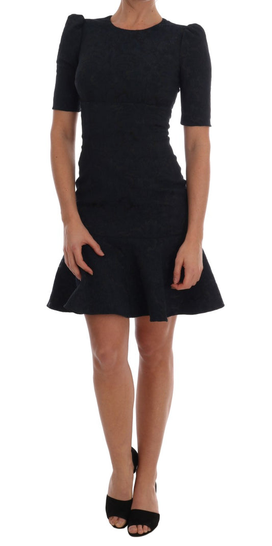 Dolce & Gabbana – Schwarz-blaues ausgestelltes Minikleid